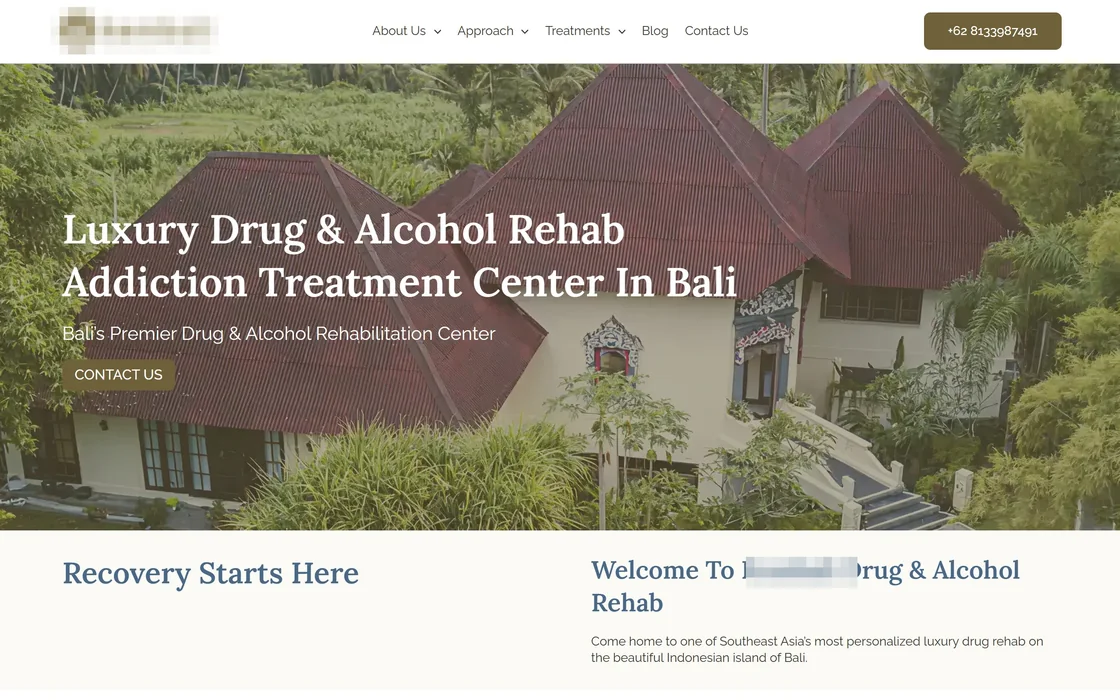 Client website, desktop