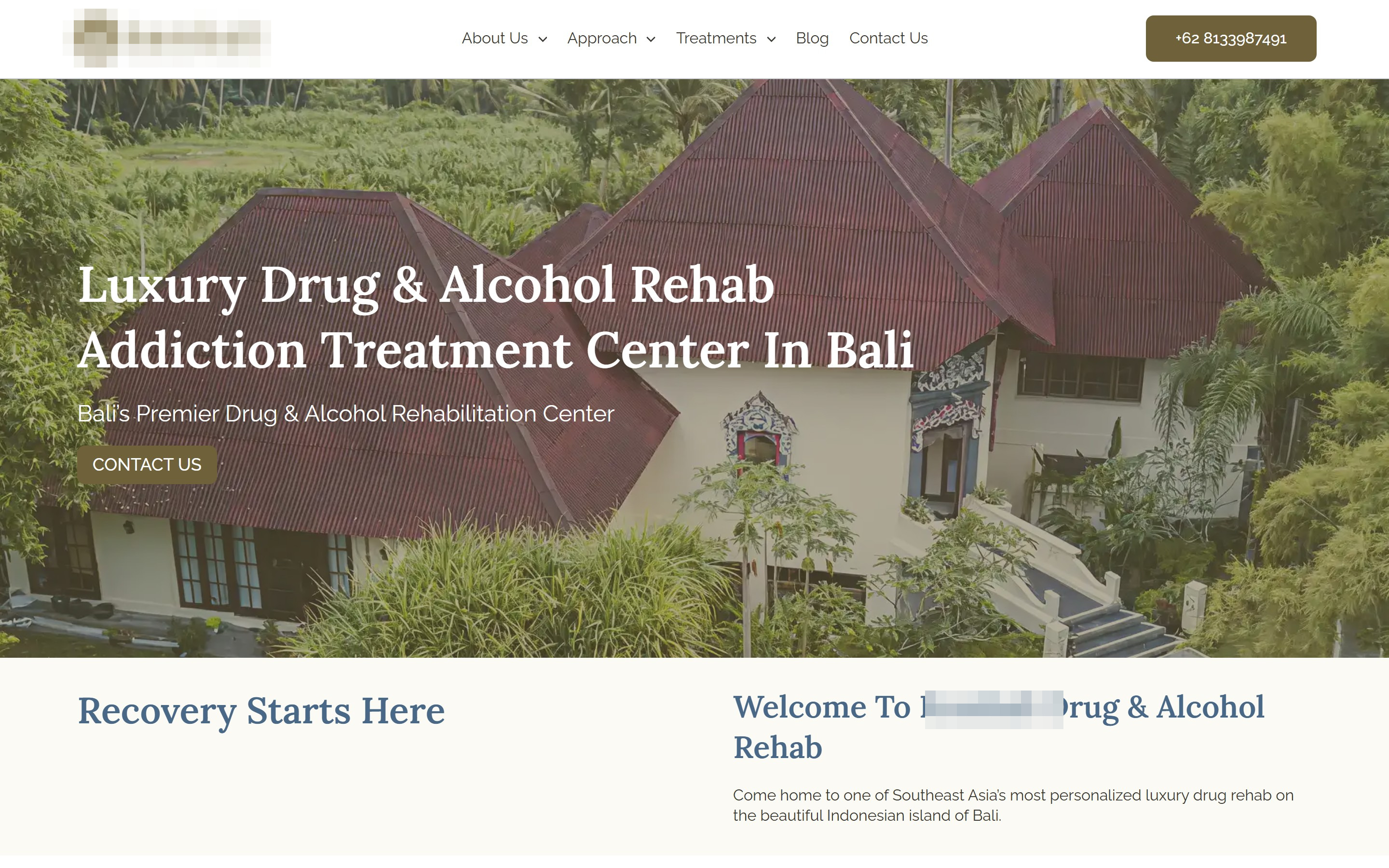 Client website, desktop