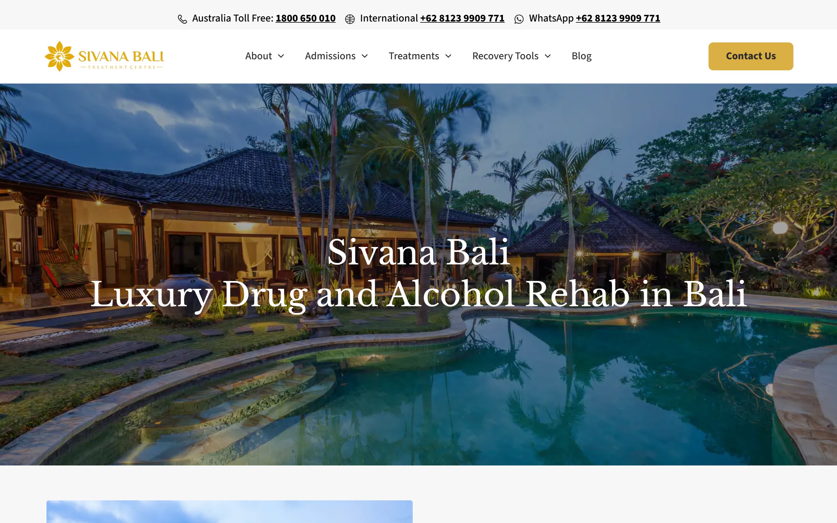 Client website, desktop