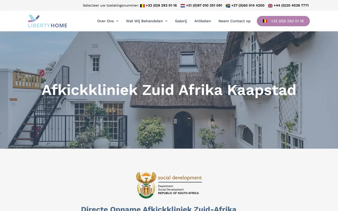 Client website, desktop