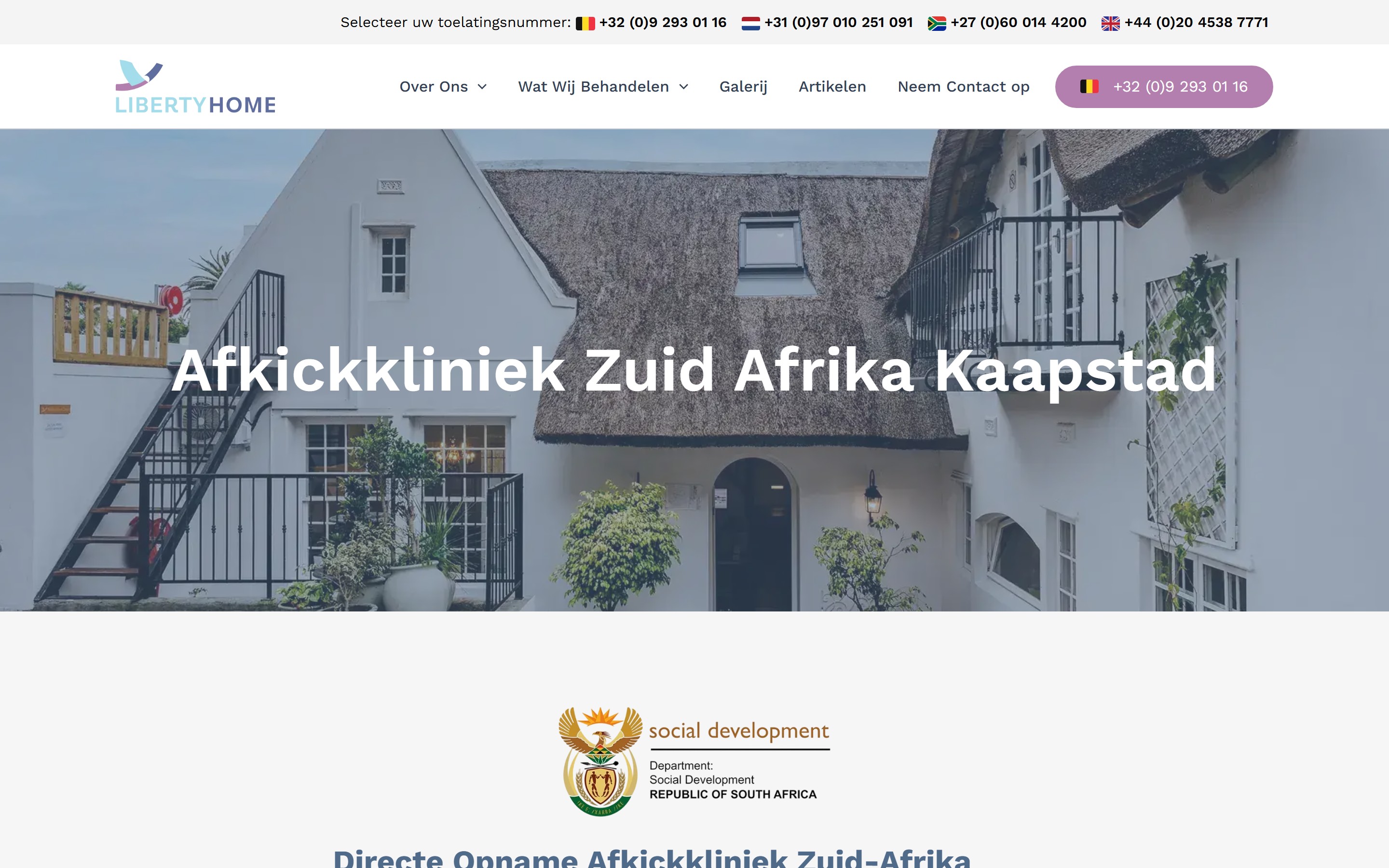 Client website, desktop