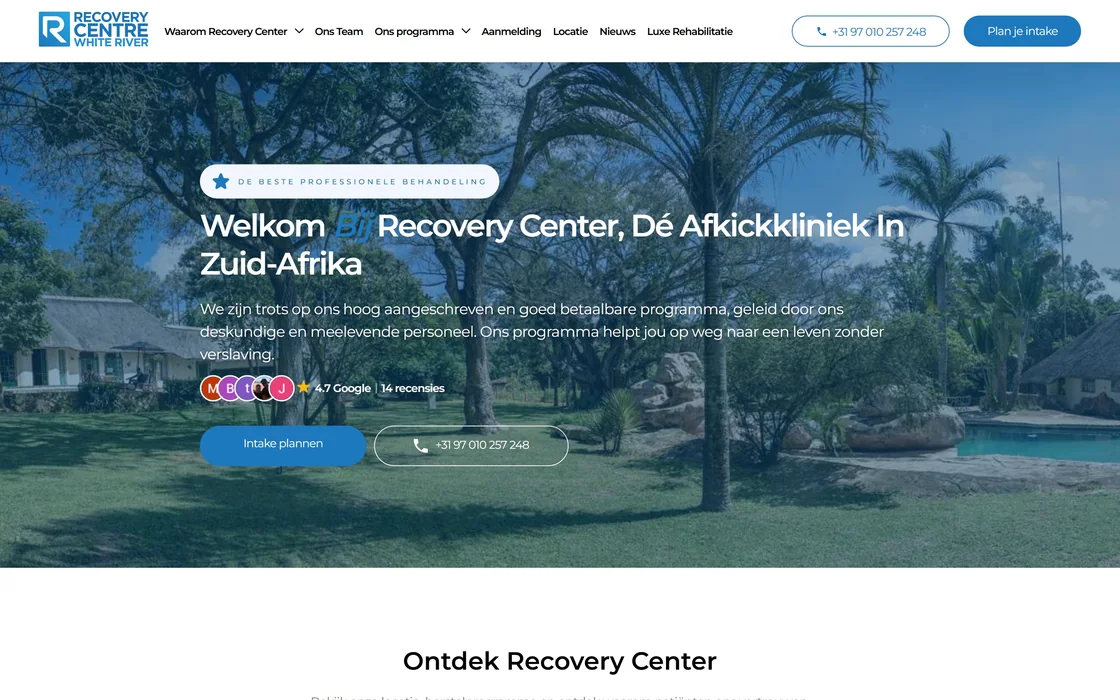 Client website, desktop