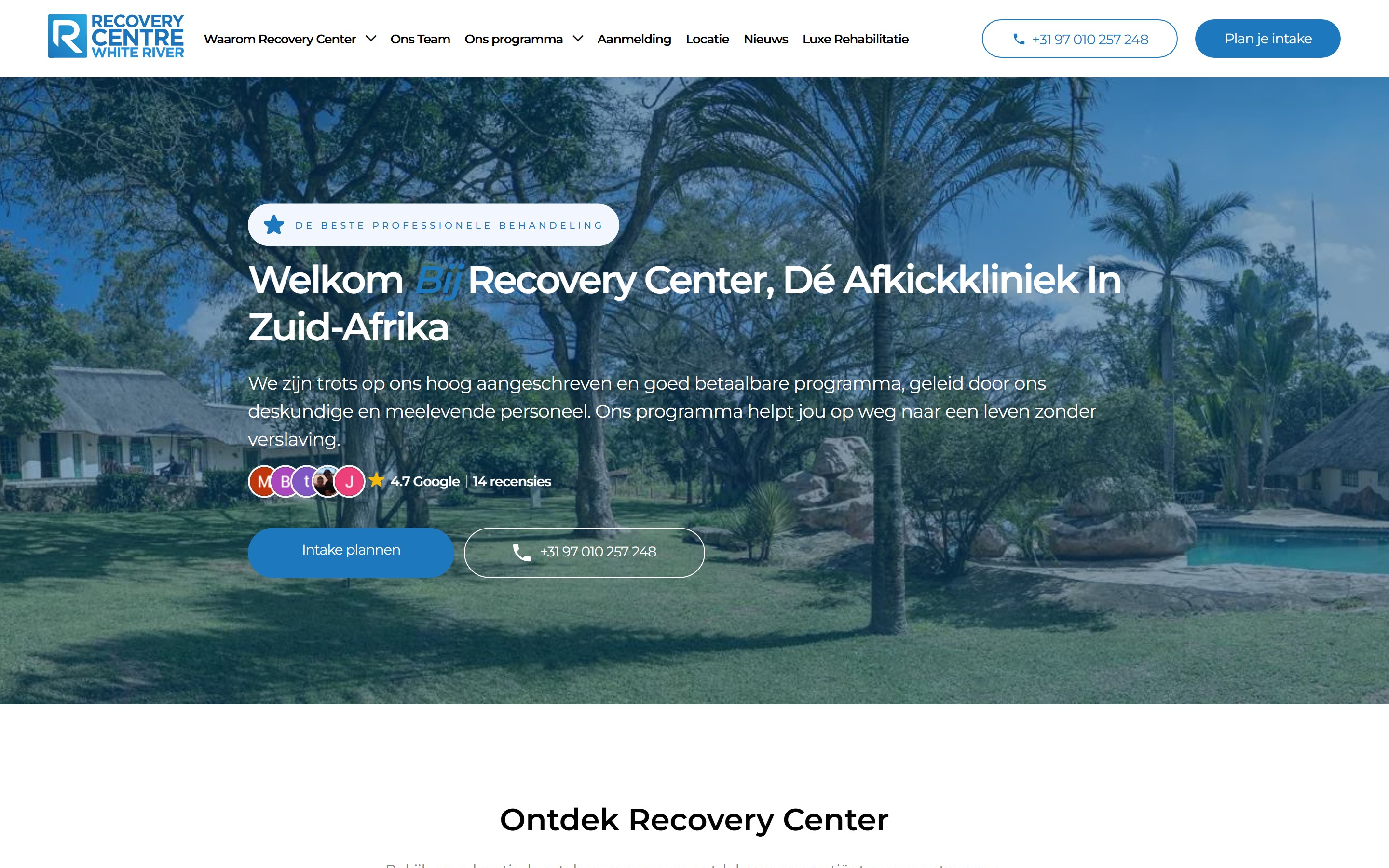 Client website, desktop