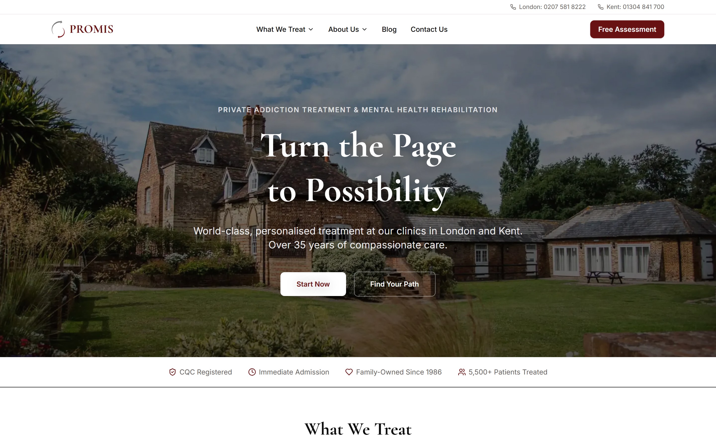 Client website, desktop
