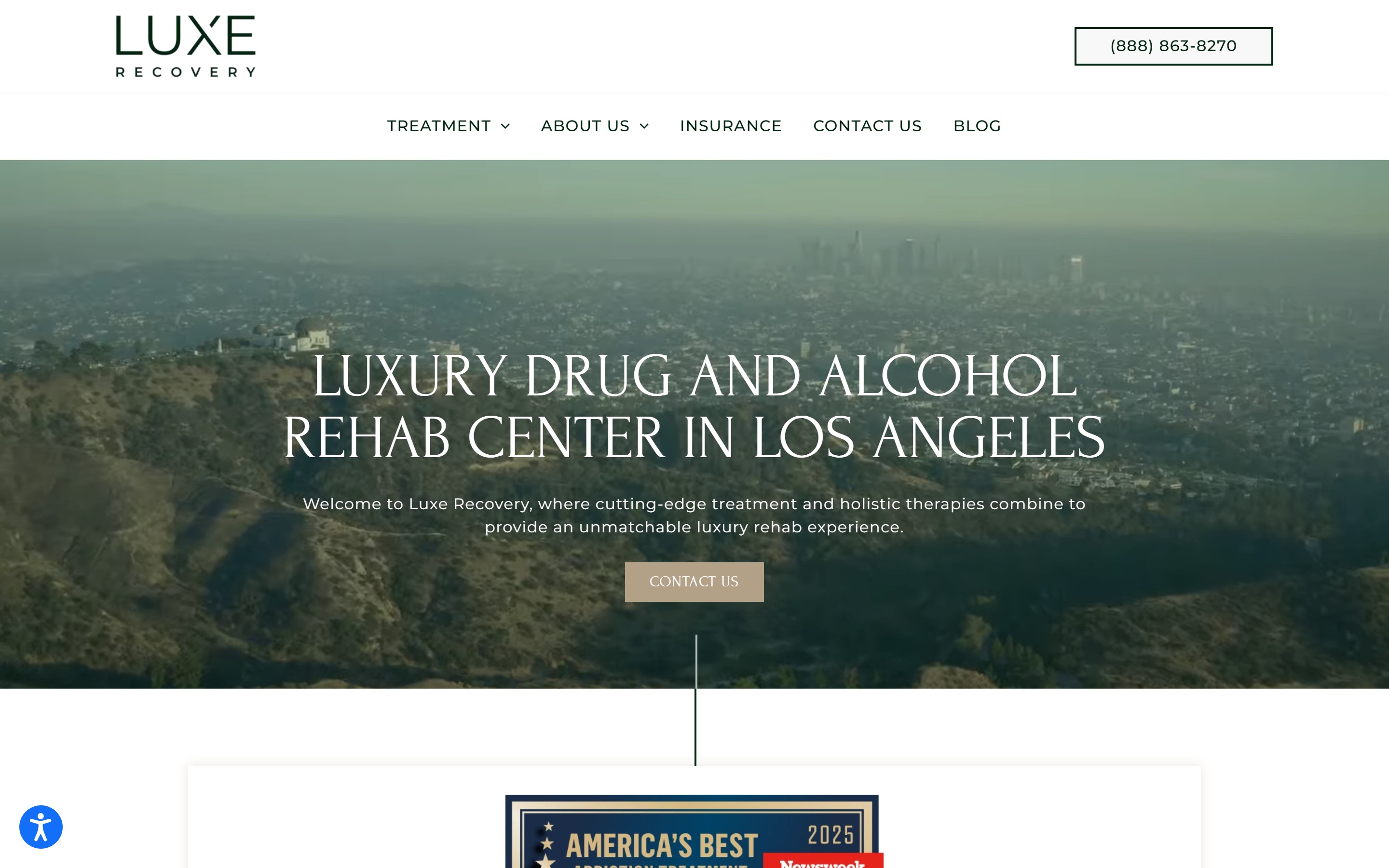 Client website, desktop
