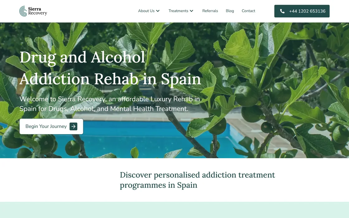 Client website, desktop