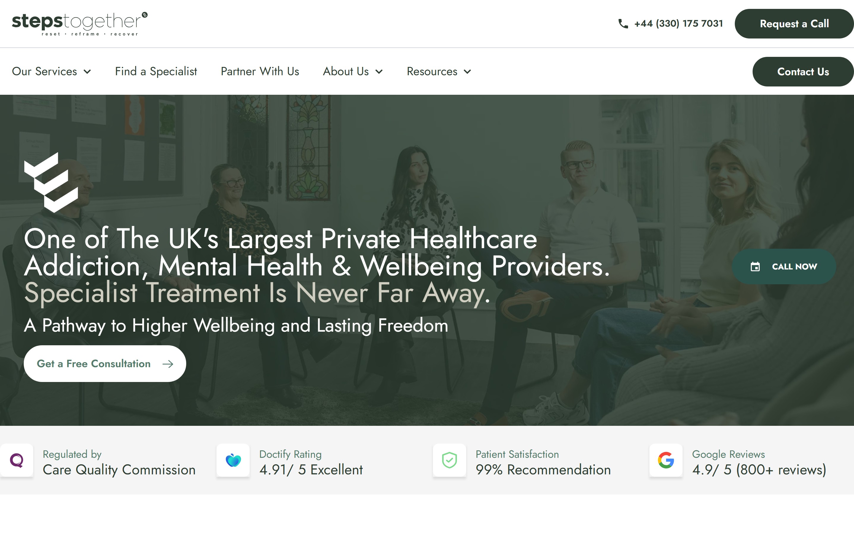 Client website, desktop