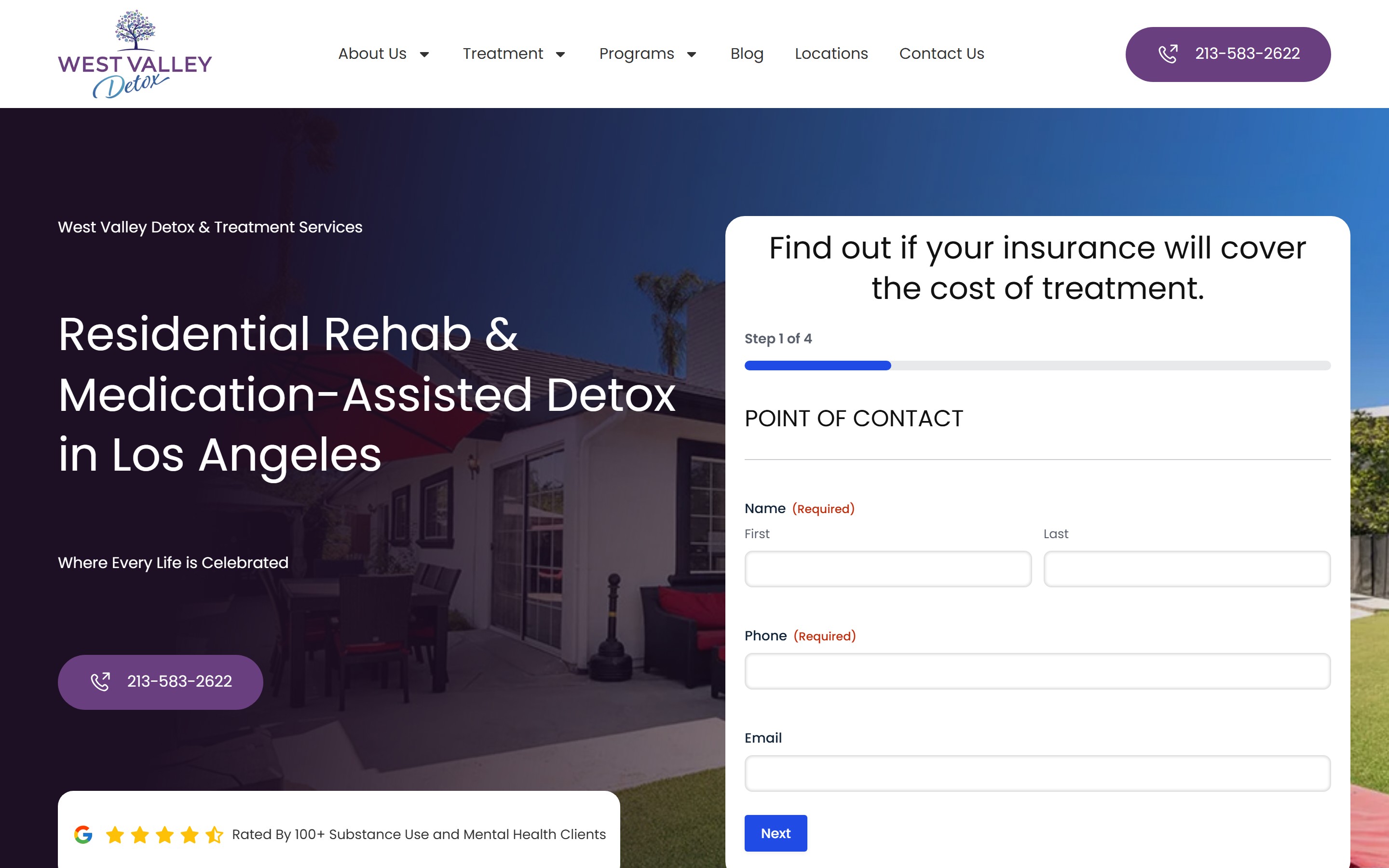 Client website, desktop