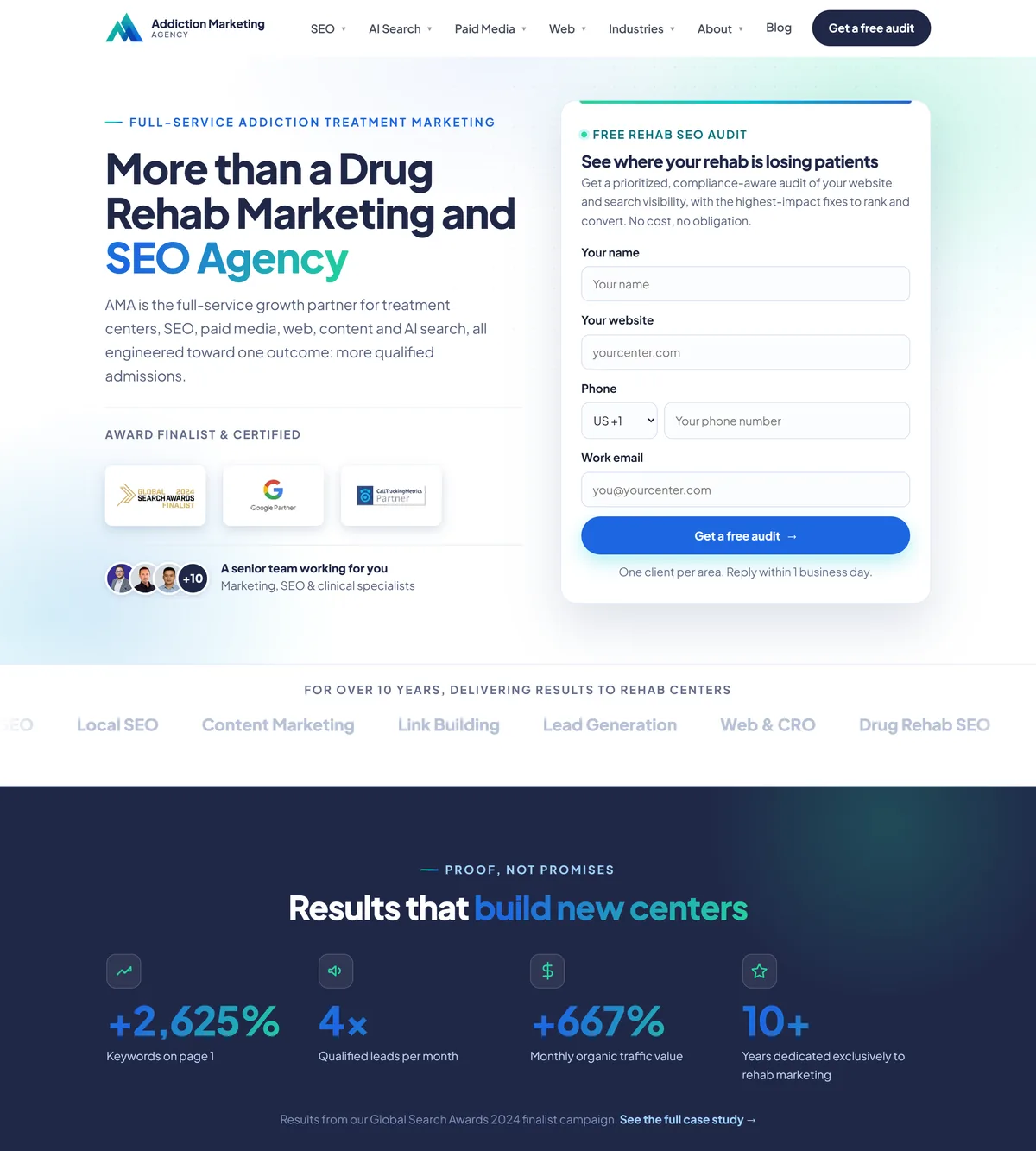 Addiction Marketing Agency brand and website revamp case study