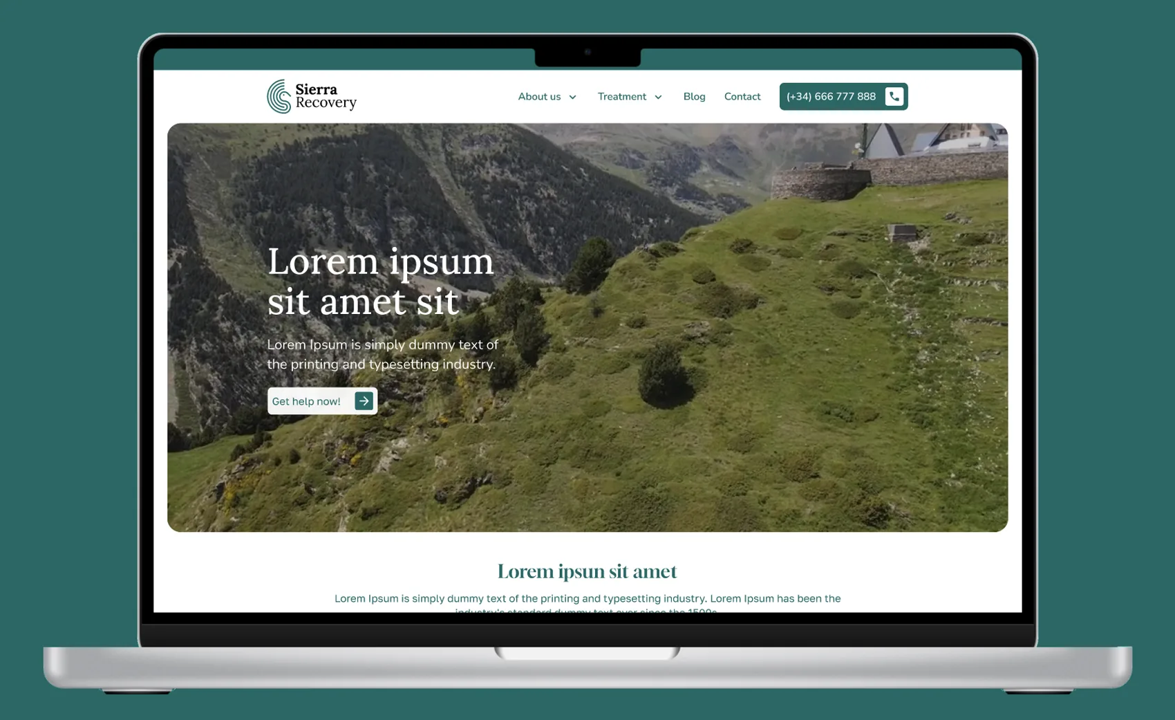 Sierra Recovery website design mockup